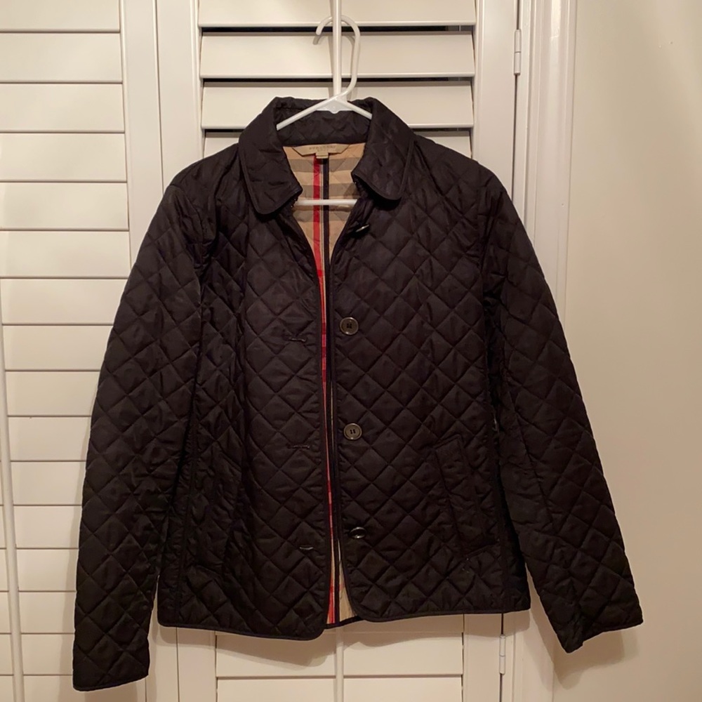 Black Burberry Brit Diamond Quilted Thermoregulated Jacket